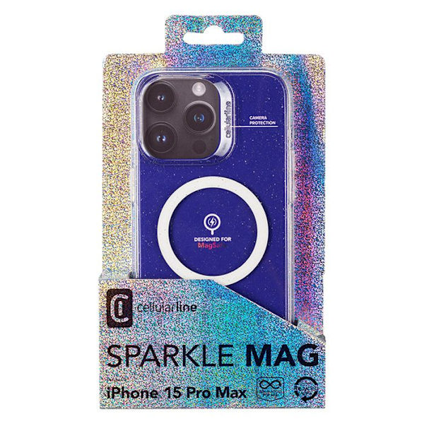 Cellularline Sparkle Mag - MagSafe Fodral för iPhone 15 Pro Max (Klar)