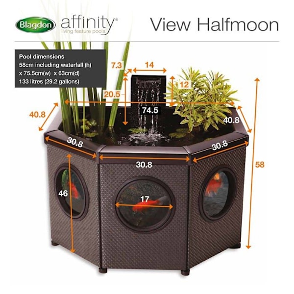 Shell - liner Blagdon - 1055710 - Ersättningsliner för Affinity View Pool i Half Moon Black