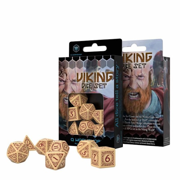 Mallette - fler-spel låda Q workshop - QWOVIK87 - Viking 7-delars polyhedral set Beige - Bordeaux