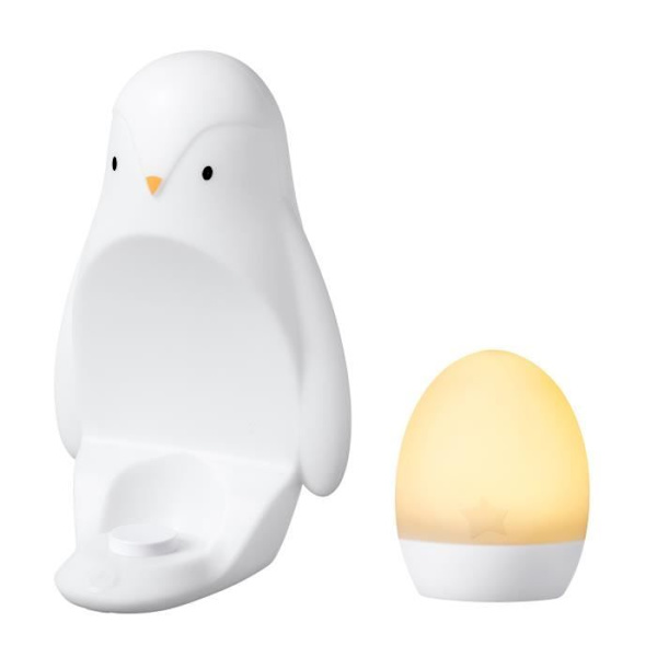 TOMMEE TIPPEE 2-i-1 Penguin Night Light, Nomadic Light-Up Egg, justerbar ljusstyrka, USB Vit