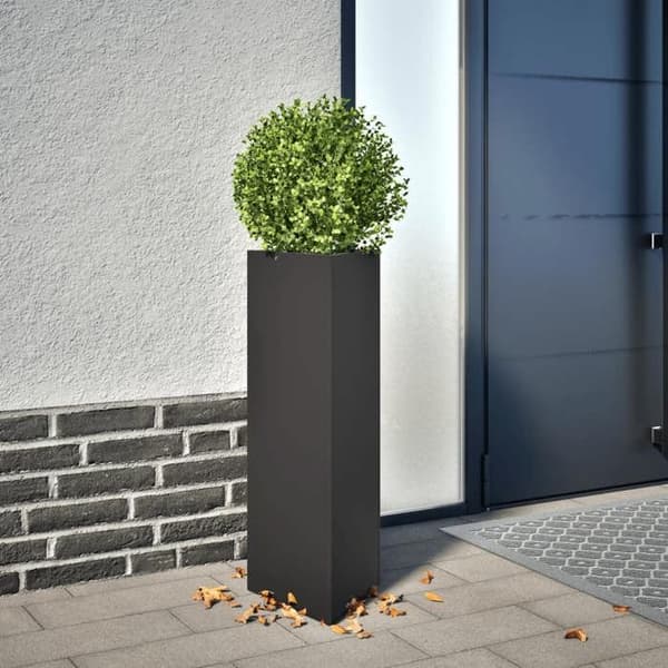 vidaXL Svart triangulär växtlåda 30x26x75 cm stål, utomhusväxtlåda, blomlåda, trädgårdslåda, växtlåda 851143
