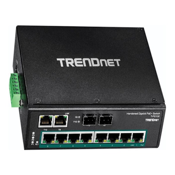 Ethernet-switch - TRENDNET - TI-PG102 - 10 portar - Modulerbar - POE+ Svart