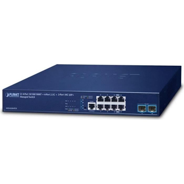 Switch - PLANET - MGS-6320-8T2X - 4 x 10/100/1000T + 2 x 10G SFP+ - Managed - 1U