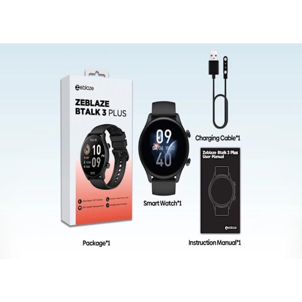 Zeblaze Btalk 3 Pro smartklocka 1.39 tum AMOLED Hi-Fi Bluetooth - Svart