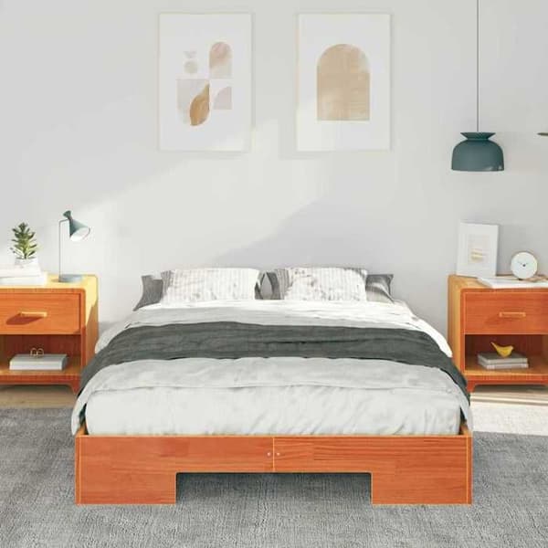 vidaXL Sängram Brun 135 x 190 cm 873039