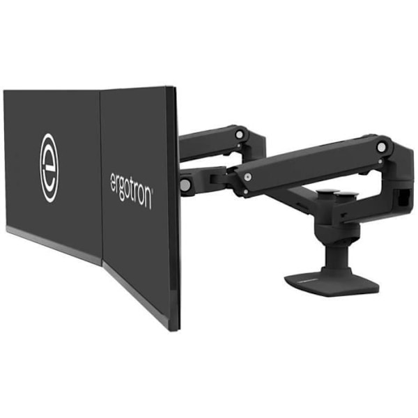 Skärmställ - ERGOTRON - LX Dual Side-by-Side Arm - Matt Svart Aluminium - För 2 LCD-skärmar - Klämfäste