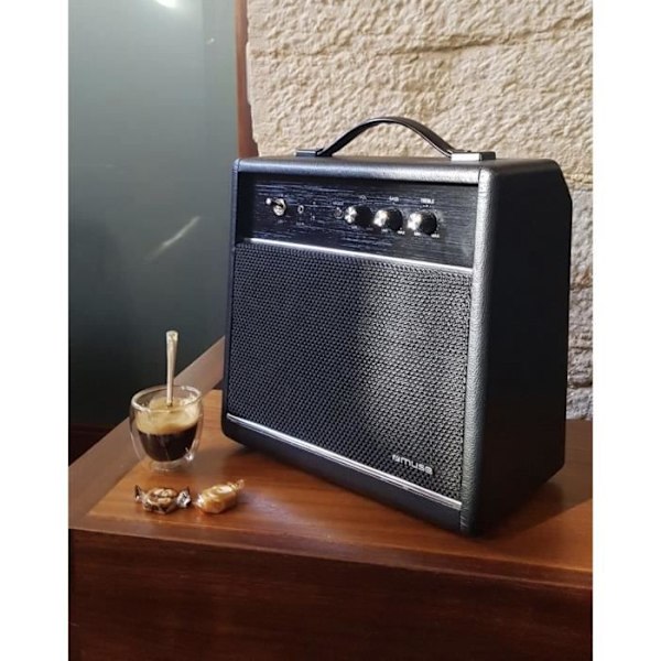 MUSE M-660 BT - Bluetooth-högtalare - 100W - Bärhandtag - Justerbar diskant och bas - Trähölje - Svart