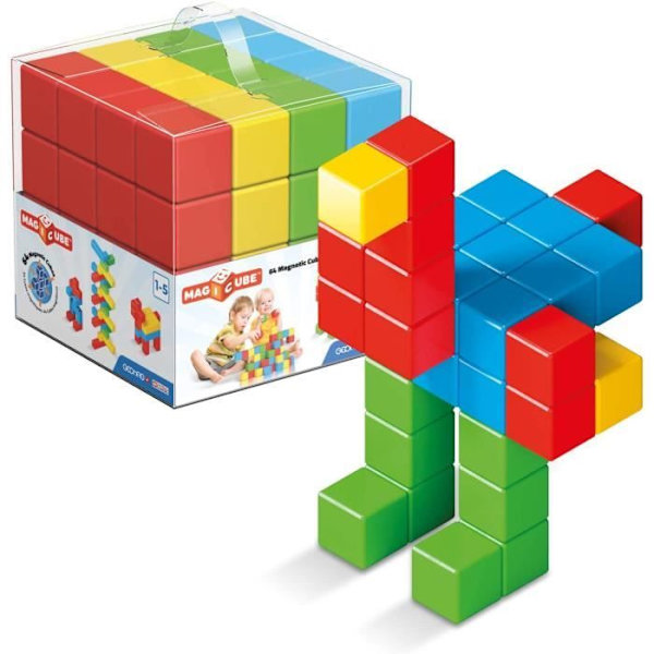 Magicube Green Line junior byggspel 64 delar - GEOMAG - Magnetiska byggstenar Flerfärgad