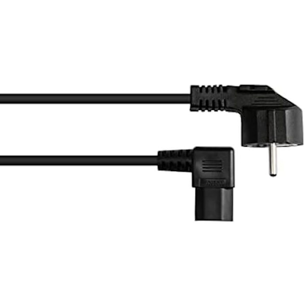 Strömförsörjningskabel - GOOD CONNECTIONS - 3 m - Typ E+F (CEE 7/7) till C13 - Vinklad 90° - Svart Svart