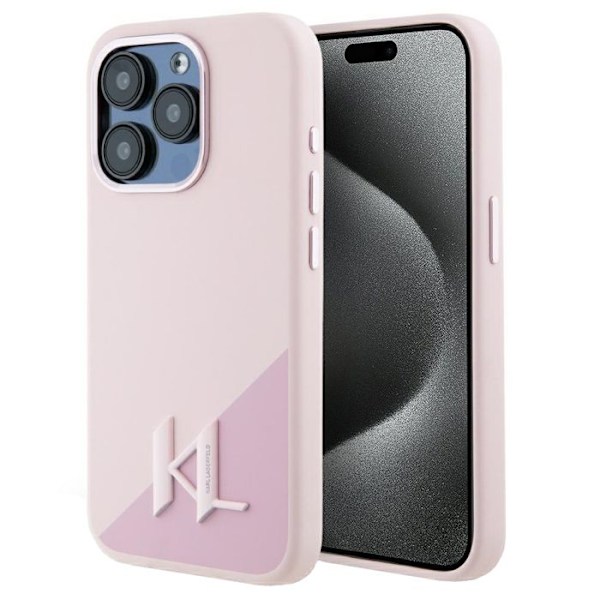 Coque för iPhone 15 Pro - Karl Lagerfeld Silicone MagSafe (KLHMP15LSCMKKMPCP) - Metallisk Initial i Rosaskugga rosa