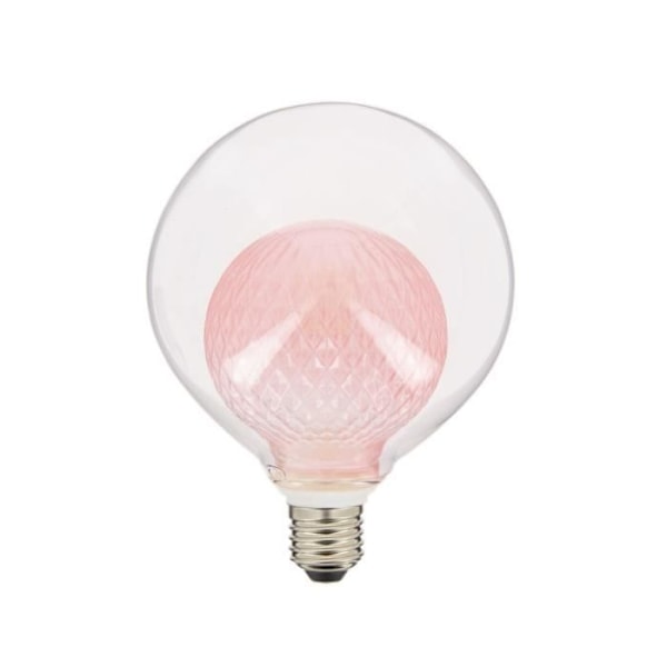 Dekorativ LED-lampa, Dubbelrosa glas, G125, E27 bas, 4W kons. 2700K Varmvit - RFDEB125DVPINK - Xanlite