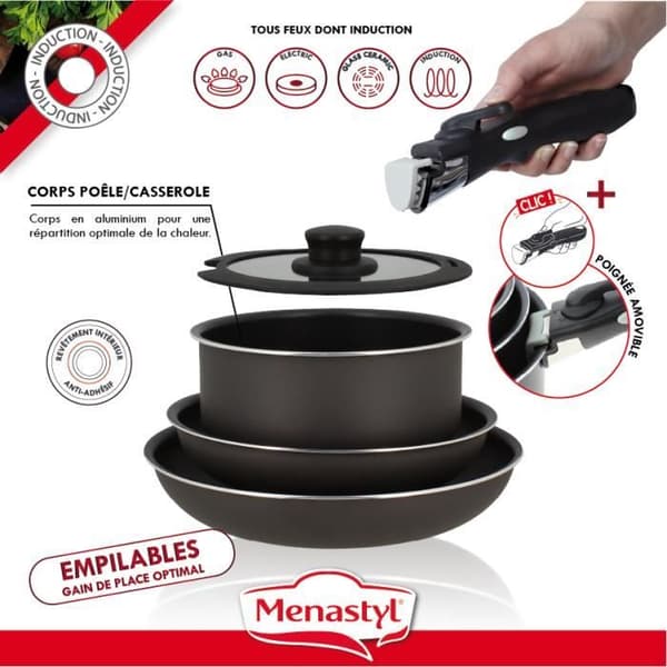 Servis 8 delar iris i aluminium induktion Svart