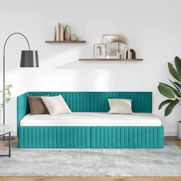 Vidaxl Sängram Vinkel Turkos 80 cm x 200 cm Sammet
