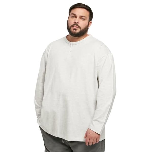 Urban Classics Henley Oversized långärmad t-shirt - ljusgrå - M