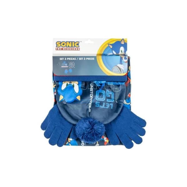 Vinteraccessoarer - CERDA - Sonic - Mössa med pompon - Snood - Matchande handskar Blå röd