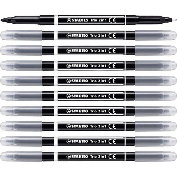 Stabilo Markers - 223/46 - Set med 10 Trio 2in1 Markers och penna 2 i 1 Svart