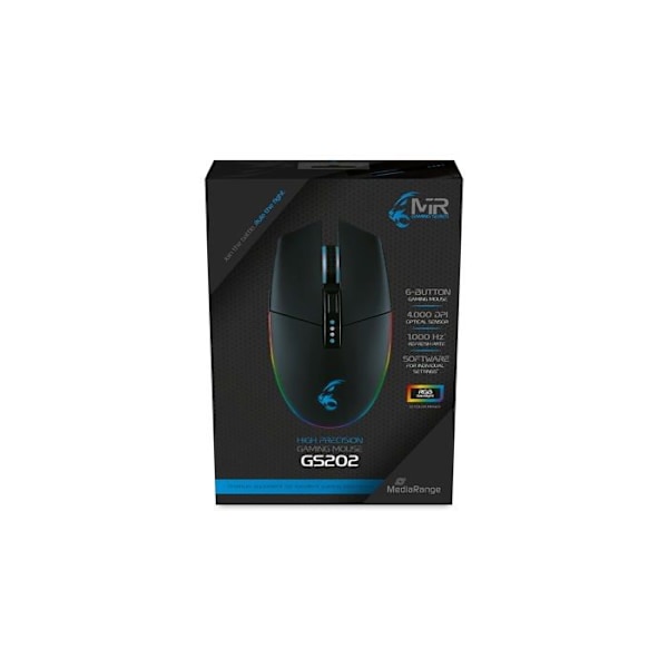 Spelmus - MEDIARANGE - MRGS202 - 6 knappar - USB 2.0 - Trådad - Svart flerfärgad