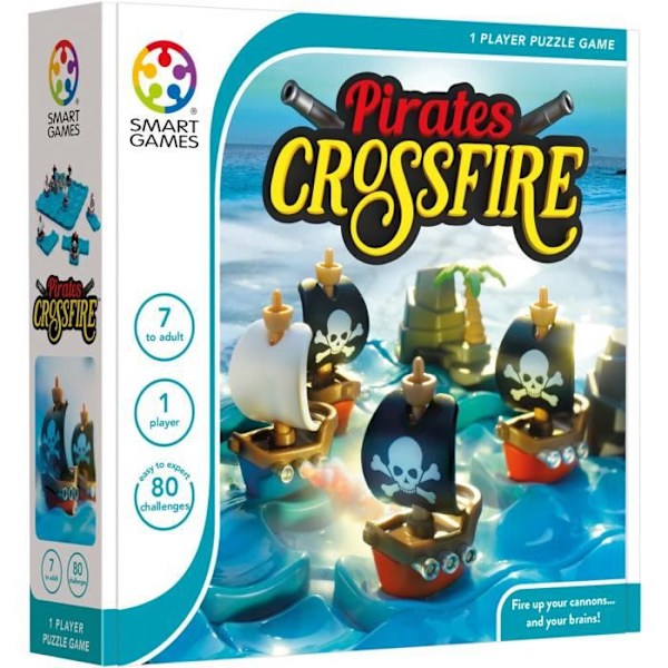 Brädspel - SMARTA SPEL - Pirates Crossfire - 80 utmaningar - Flerfärgat - från 7 år och uppåt Flerfärgad