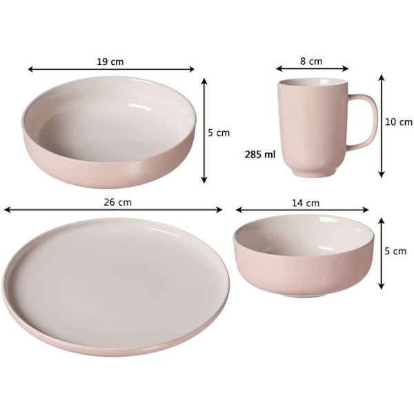 Komplett service - Ritzenhoff bordsservering - brytare - Kombiservice - Jasper 16-delad bordsservering Rosa/gres