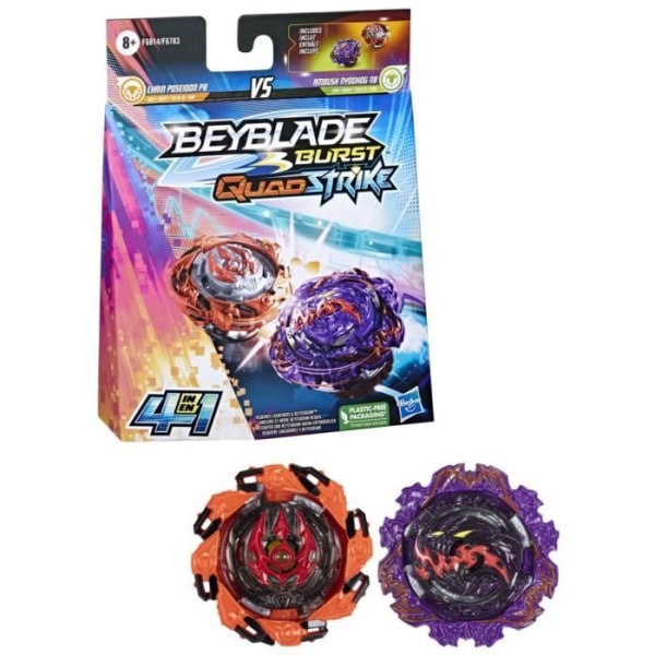 Beyblade Burst QuadStrike Dual Pack Ambush Nyddhog och Chain Poseidon Flerfärgad