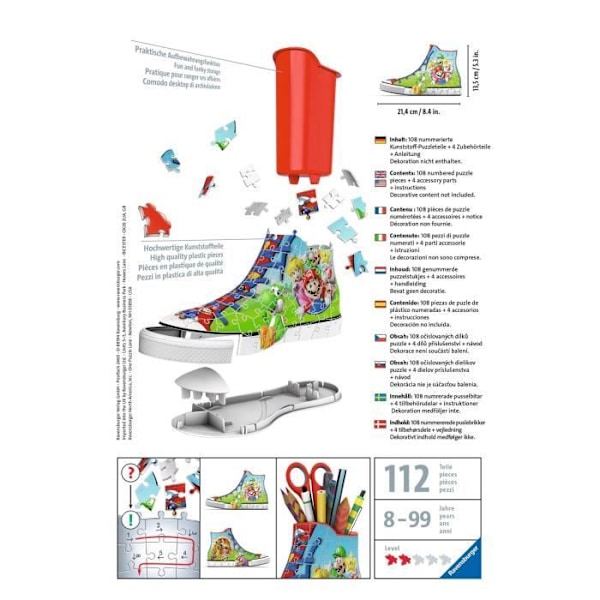 Sneaker Super Mario 3D-pussel - Ravensburger - 108 bitar - Inget lim - Från 8 år Flerfärgad