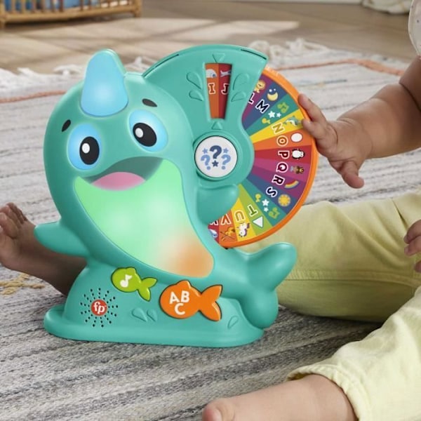 Fisher-Price Linkimals Solal the Narwhal pedagogisk leksak med ljud och ljus för spädbarn från 18 månader och uppåt Flerfärgad