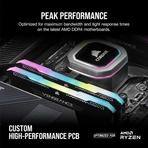 CORSAIR DDR4 PC-minne - VENGEANCE RGB PRO SL 16GB (2x8GB) - 3200Mhz - CAS 16 Optimerad för AMD Ryzen - Svart