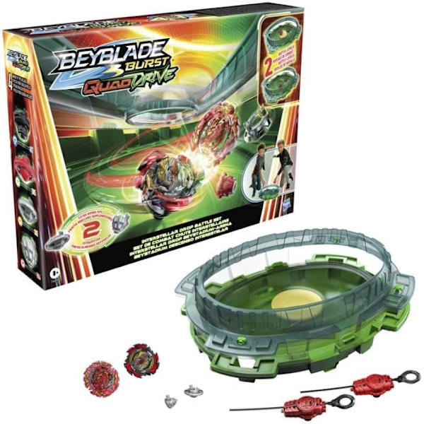 Beyblade Burst QuadDrive stridsset med Beystadium Interstellar Drop-arena, 2 tävlingstoppar Flerfärgad