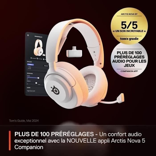 Trådlöst spelheadset - STEELSERIES - Arctis Nova 5 - Vit Vit