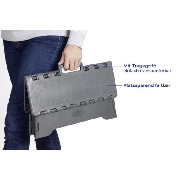 Stegpall - Maximex - Fällbar - Antiskid - Max 250 kg - Grå Mörkgrå
