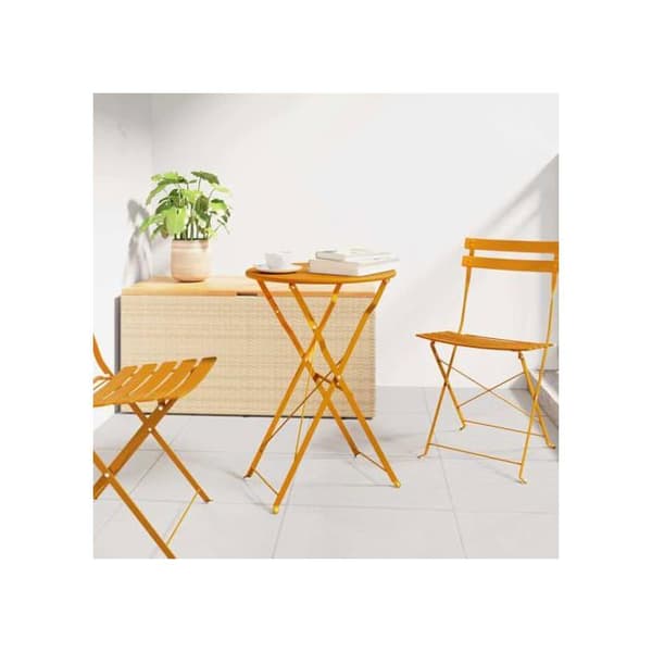Bistrofällbord - vidaXL - Senap - Pulverlackerad stål - Ø 50 x 71 cm - Fällbar - Modern design Senap