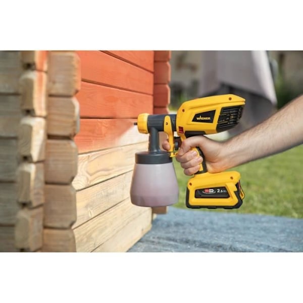 Färgpistol - WAGNER - Universal Sprayer W600 Flexio 18V - steglöst justerbar, 0-500 ml/min - 2 koppar och munstycken svart och gult