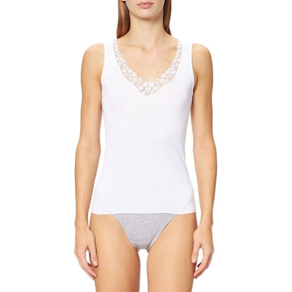 Calida Undershirt - 12451-001 - Feminine Sense Spaghetti Strap Linne 100 % bomull (svart) Vit XS