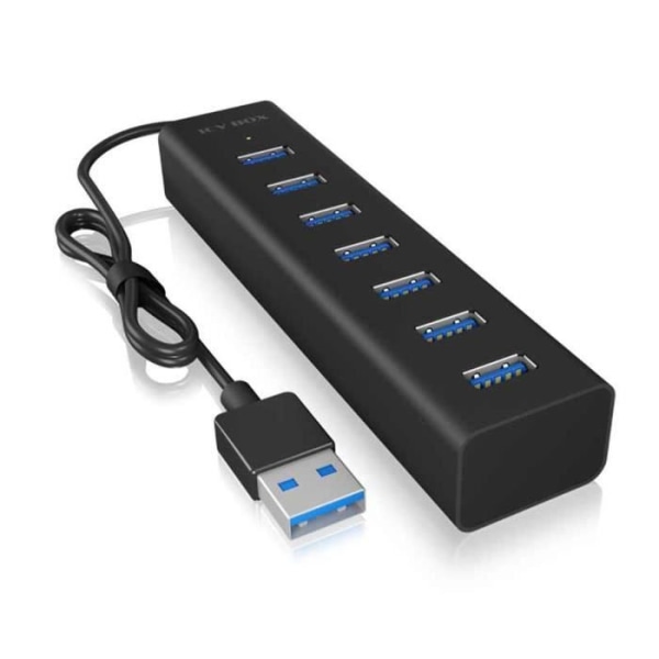 ICY BOX IB-HUB1700-U3 - 7-portars USB 3.0-hubb (svart färg)