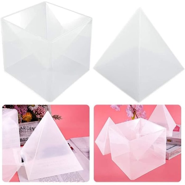 Pyramid Silikonform - Transparent Epoxi Stor plastram Pyramidform för gör-det-själv-hartshantverk som visat