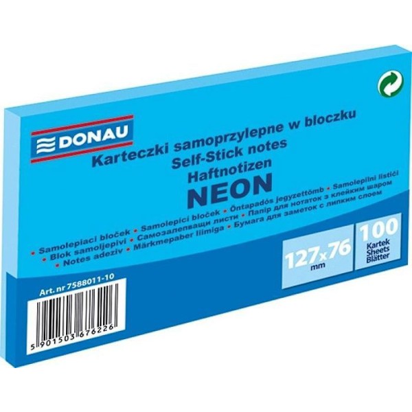 Devidoir för klisterlappar Pbs connect - 7588011-10 - AUTO-ADHESIV BLOCK, DONAU, 127X76MM, 100K, BLÅ NEON