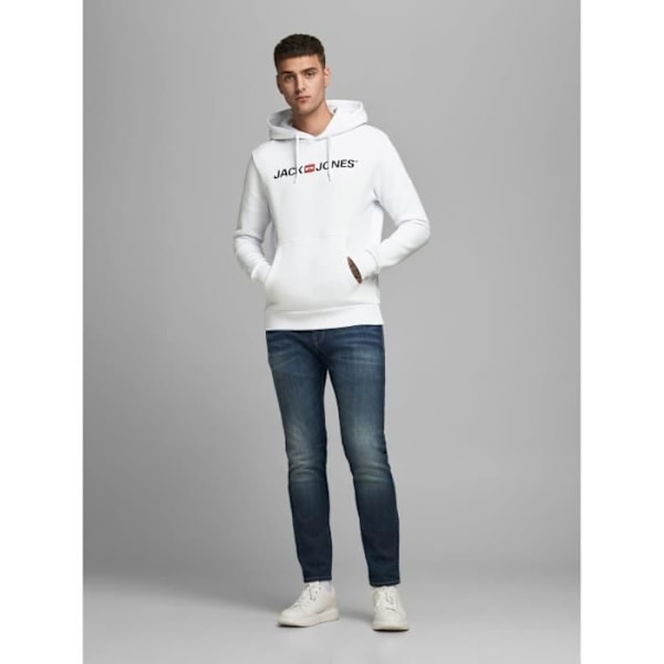 Sweatshirt - Jack & Jones - Corp gammalt logo - Ultra-mjuk - Varm - Huva Vit M