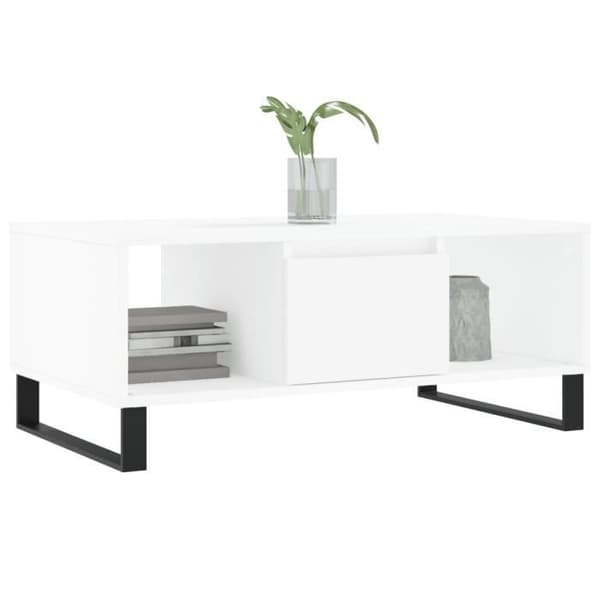 vidaXL Soffbord Vit 90x50x36,5 cm Konstruerat trä 830596