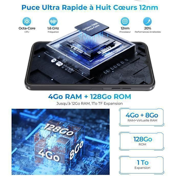 Smartphone - HOTWAV - Note 15 Pro - Gåvor För Mors Dag|Fars Dag - Skärm 6,6" HD+ - 4+128Go - 5160mAh-Indigo Blå