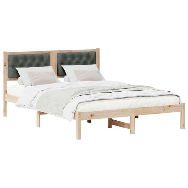 vidaXL Sängram Mörkgrå 150 x 200 cm Massivt trä 878180