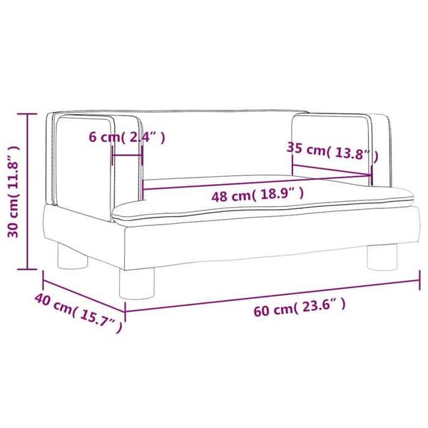 vidaXL Barnsoffa brun 60x40x30 cm sammet 3196322