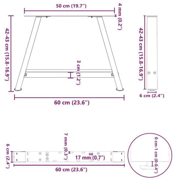 vidaXL A-formade soffbordsben, 2 stycken, vit, 60 x (42-43) cm, stål 4012837