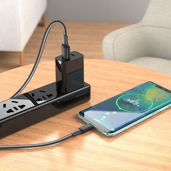 Hoco - Jaeger datakabel (X69) - USB-A till USB Type-C, 3A, 1m - Svart / Vit