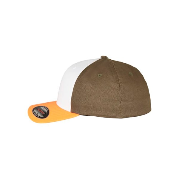Keps - Flexfit - 3-Färgad - Neonorange/Vit/Olive - Unisex - Vår/Sommar orange fluo/vit/oliv S / M