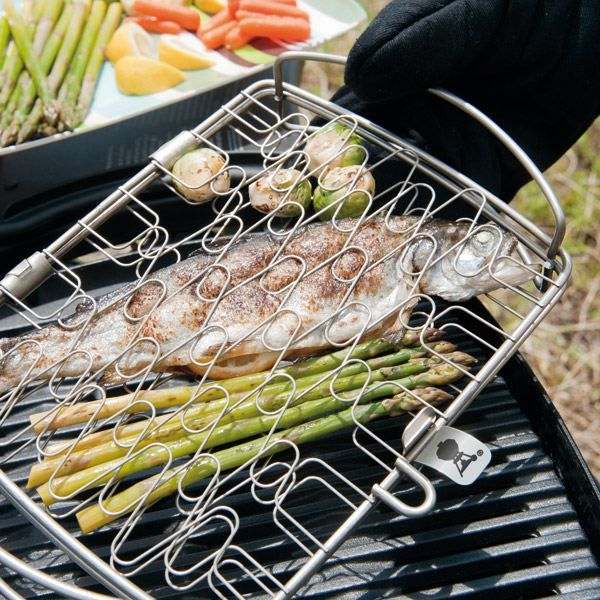 Weber fiskkorg i rostfritt stål - liten modell Grå