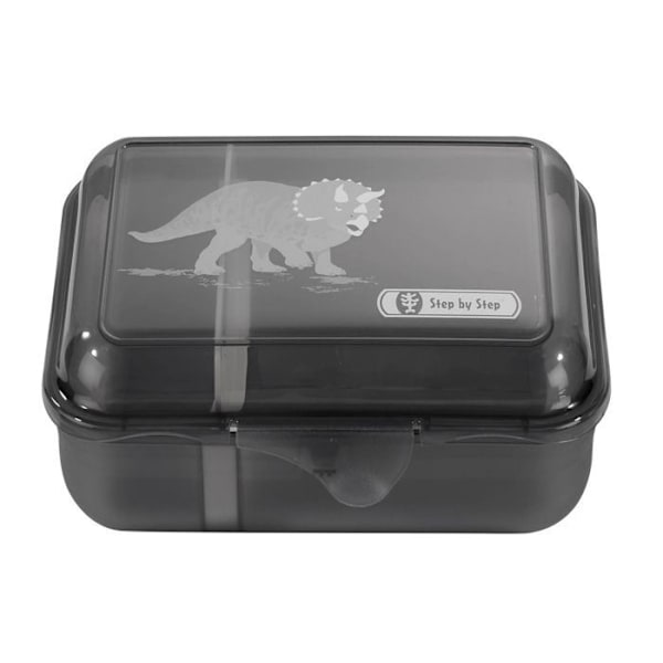 Steg för steg svart lunchlåda för flicka och pojke - Lunchbox Dino Tres 139806 svart