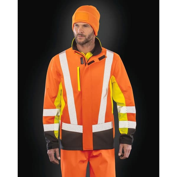 Arbetsjacka 3 lager softshell Result fluorescerande gul / orange / svart M