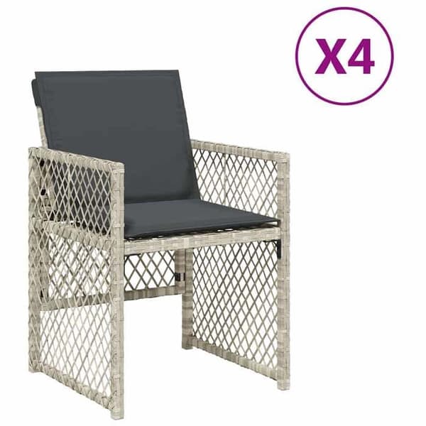 vidaXL Utemöbler med kuddar 4-pack ljusgrå polyrotting 364954