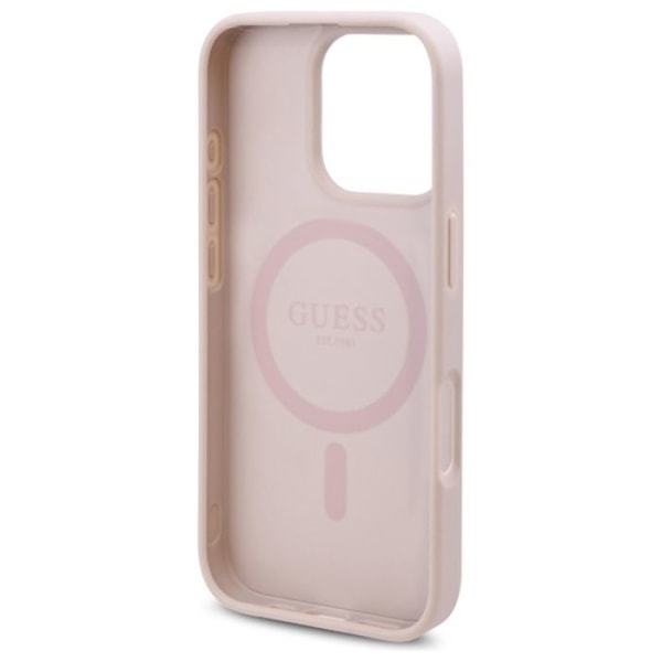 Pochette för iPhone 16 Pro - Guess Hardcase 4G Blommönster Blommönster MagSafe (GUHMP16LP4ROPEMCP) - Rosa rosa