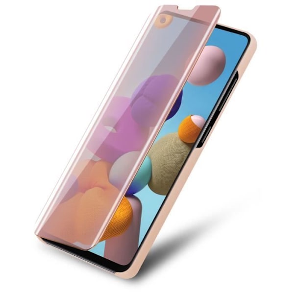 Fodral - CADORABO - Samsung Galaxy A21s - Clear View - 360 graders skydd - Rosa Rosa